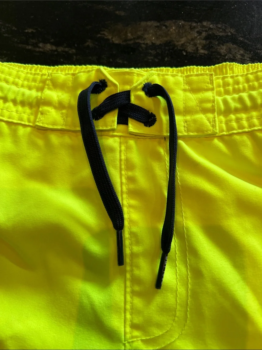 abercrombie kids Neon Yellow Swim Trunks with Black Moose Graphic